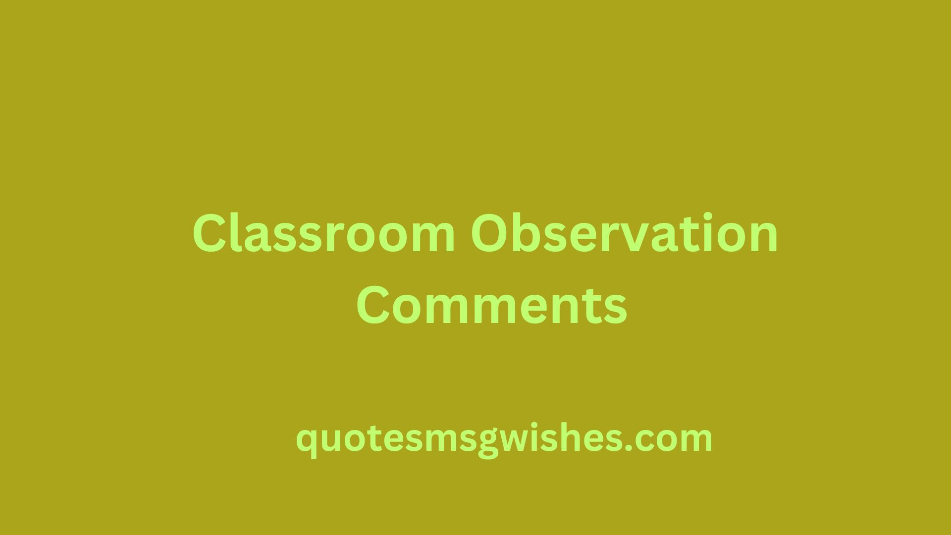 classroom observation comments